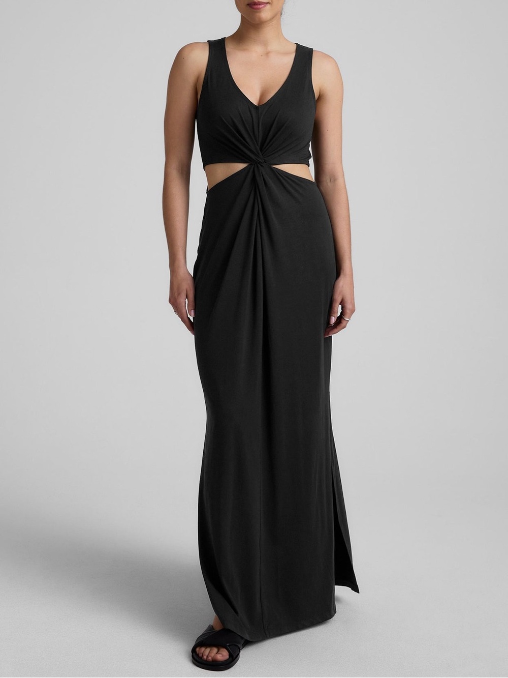 🆕 Beyond Yoga Around the World Dress - Sleeveless Twist Cutout Midi in Black - L